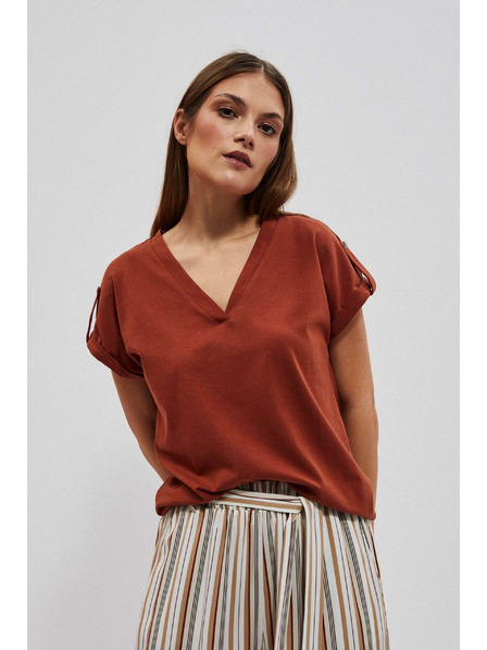 Moodo Bluză cu decolteu în V maro Moodo