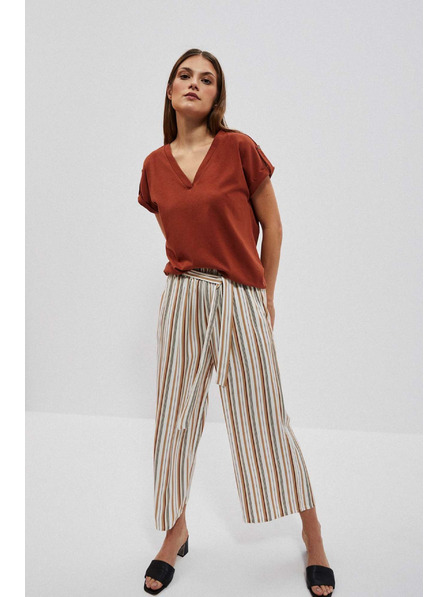 Moodo Bluză cu decolteu în V maro Moodo