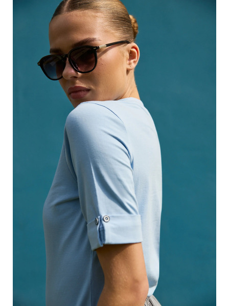 Moodo Tricou din bumbac bleumarin deschis Moodo