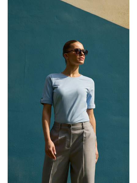 Moodo Tricou din bumbac bleumarin deschis Moodo