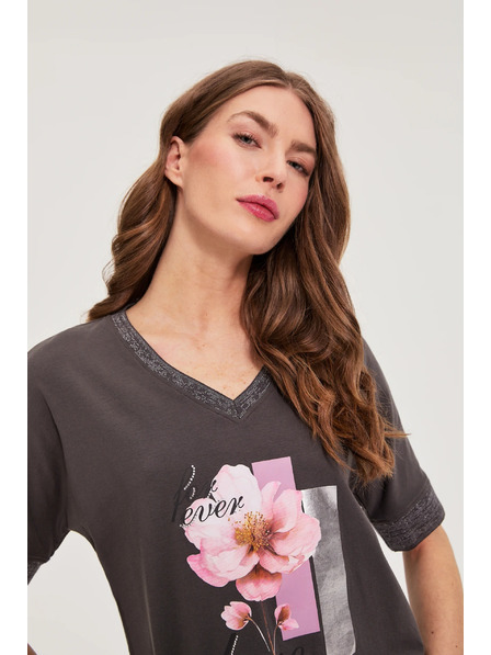 Moodo Bluză maro cu imprimeu Moodo