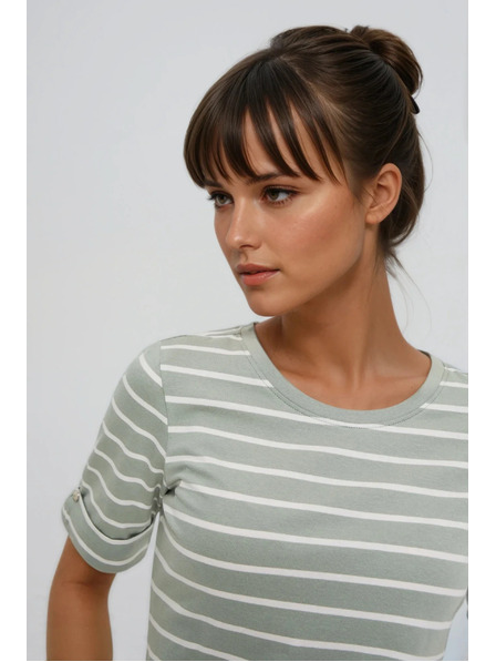 Moodo Tricou dungat din bumbac măslie Moodo