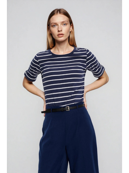 Moodo Tricou dungat din bumbac bleumarin Moodo