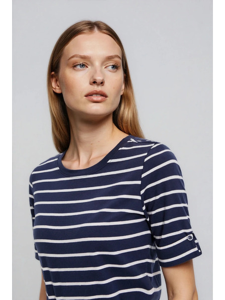 Moodo Tricou dungat din bumbac bleumarin Moodo