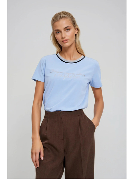 Moodo Bluză bleumarin deschis cu inscripție Moodo