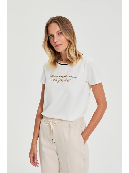 Moodo Bluză albă cu inscripție Moodo