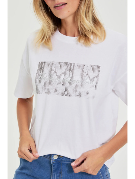 Moodo Tricou din bumbac cu imprimeu alb Moodo