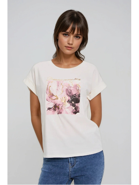 Moodo Tricou cu imprimeu ecru Moodo