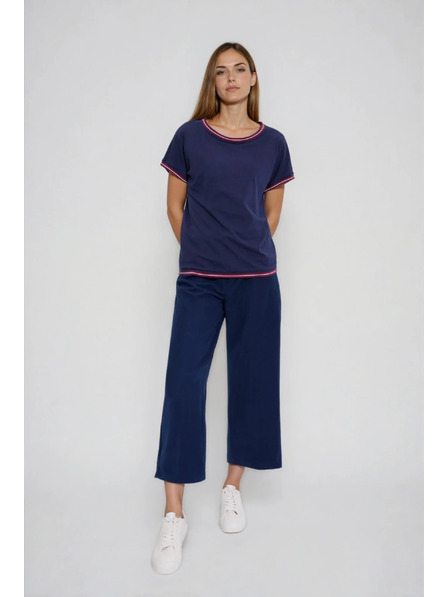 Moodo Bluză bleumarin cu margine decorativă Moodo