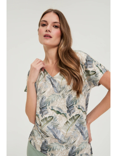 Moodo Bluză cu decolteu în V bej Moodo