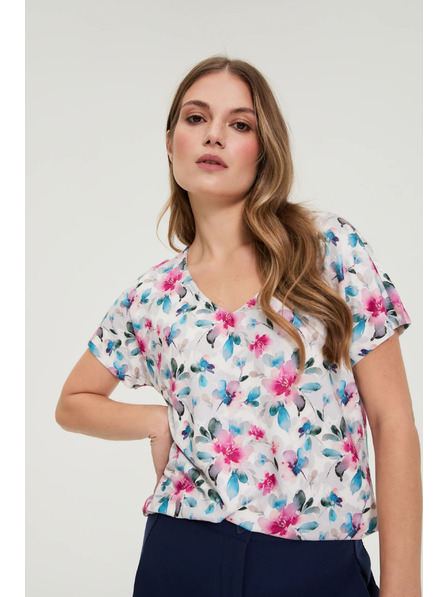 Moodo Bluză cu decolteu în V albă Moodo