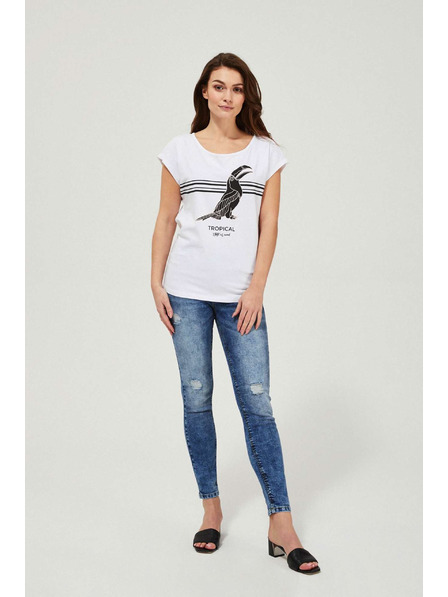 Moodo Blugi strâmți cu talie medie cu uzură albaștri Moodo