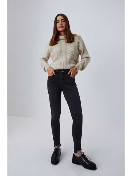 Moodo Blugi skinny cu talie medie cu tiv desfăcut grafit Moodo