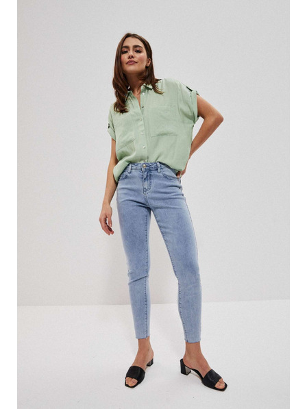 Moodo Blugi albaștri deschis cu talie medie cu buzunare Moodo