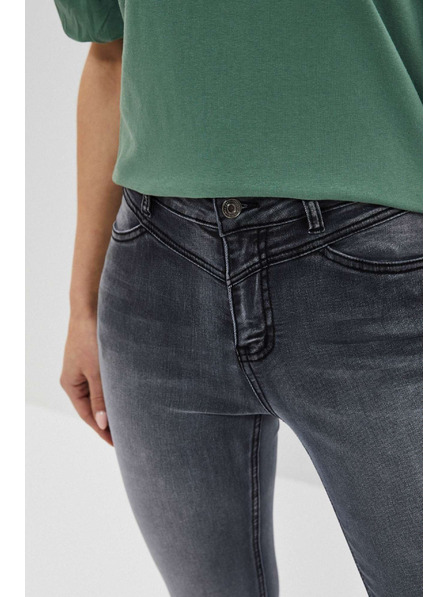 Moodo Blugi grafit cu talie înaltă cu uzură pe coapse Moodo