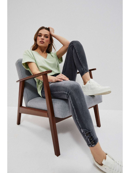 Moodo Blugi skinny cu talie medie cu uzură grafit Moodo