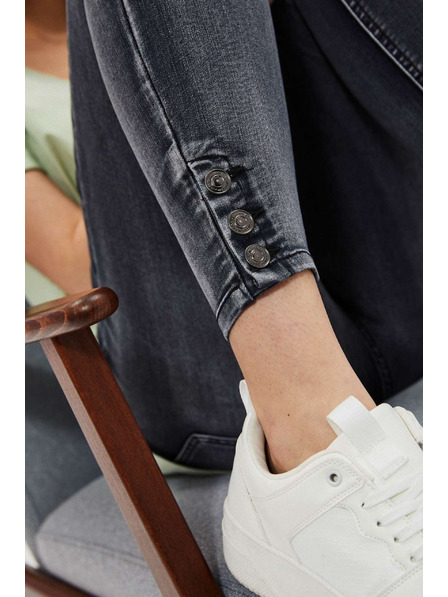 Moodo Blugi skinny cu talie medie cu uzură grafit Moodo