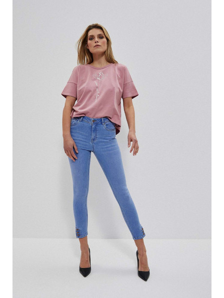 Moodo Blugi albaștri cu talie medie cu nasturi pe picioare Moodo