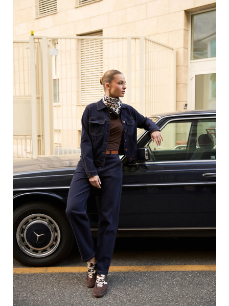 Moodo Blugi albastru foarte închis cu centură Moodo