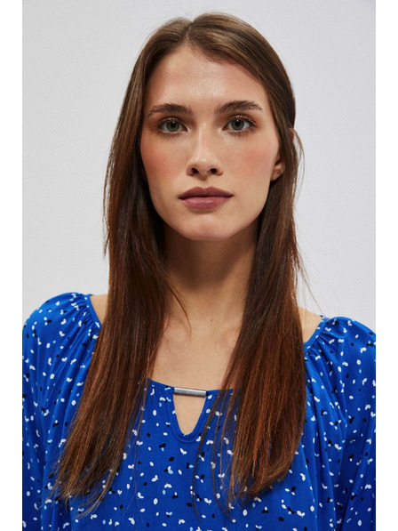 Moodo Cămașă cu model și decolteu barcă albastră Moodo