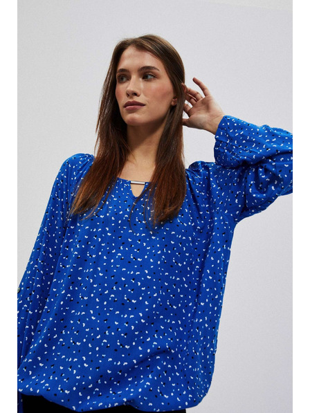 Moodo Cămașă cu model și decolteu barcă albastră Moodo