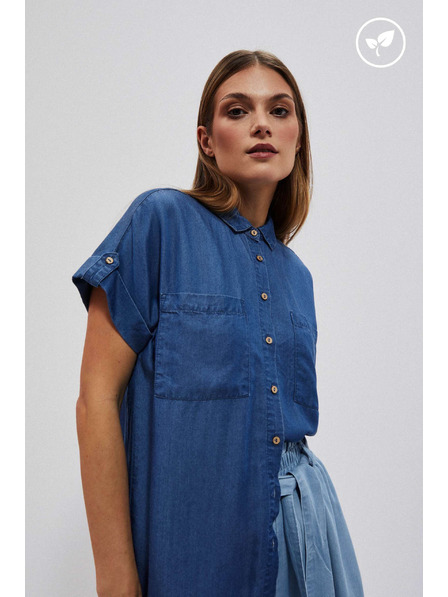 Moodo Cămașă Lyocell albastru închis Moodo