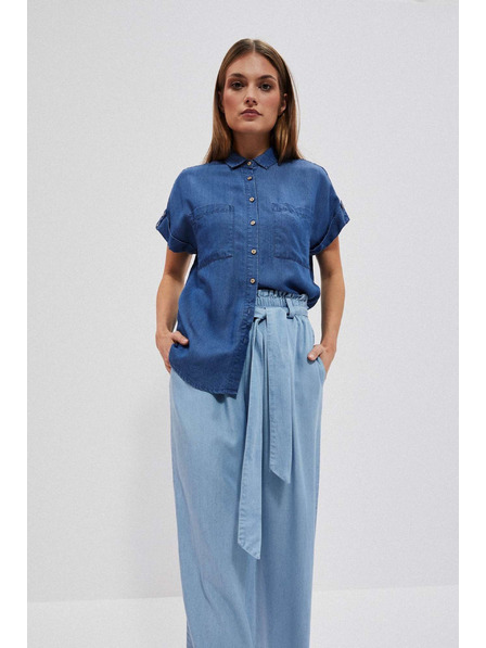 Moodo Cămașă Lyocell albastru închis Moodo