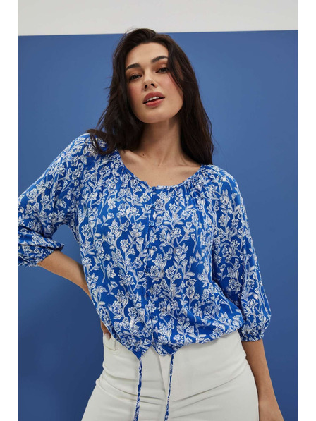 Moodo Cămașă cu model cu nasturi albastră Moodo