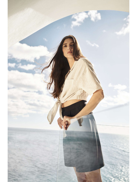 Moodo Cămașă din in cu legătură Moodo