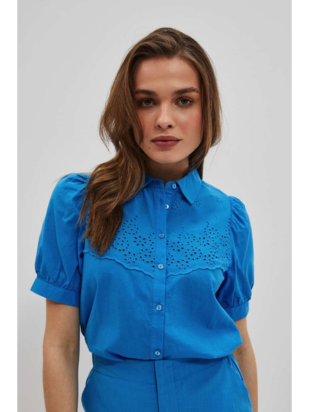 Moodo Cămașă azure cu mâneci bufante Moodo