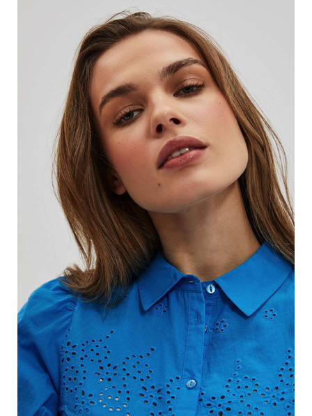 Moodo Cămașă azure cu mâneci bufante Moodo