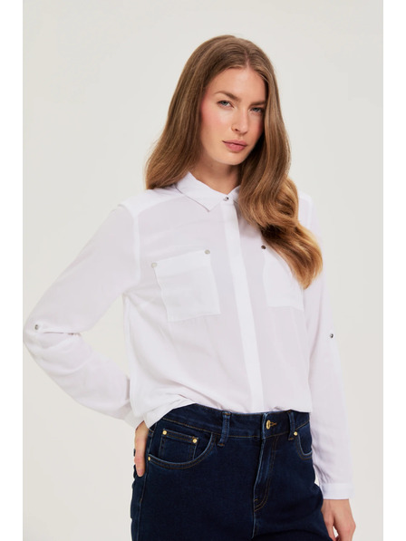 Moodo Cămașă albă din viscoză Moodo
