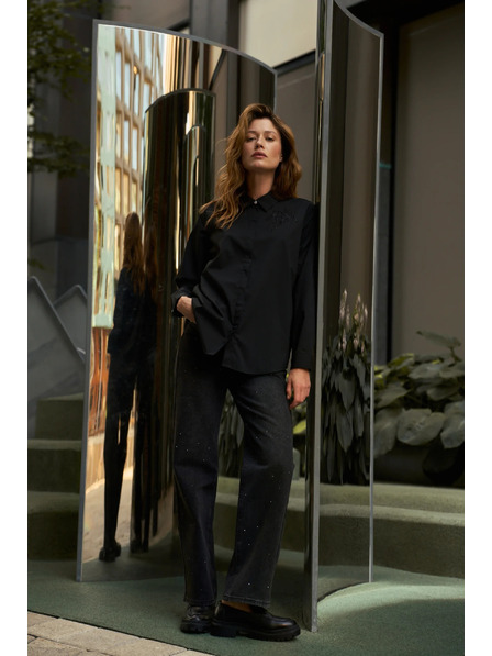 Moodo Cămașă neagră cu guler Moodo