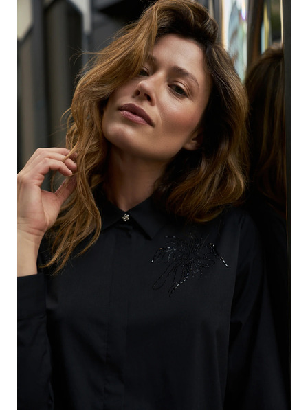 Moodo Cămașă neagră cu guler Moodo