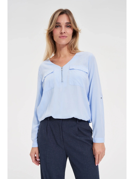 Moodo Cămașă din viscoză albastru deschis Moodo