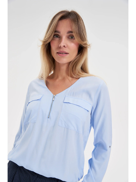 Moodo Cămașă din viscoză albastru deschis Moodo