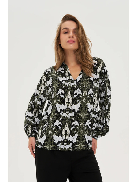 Moodo Cămașă din viscoză verde măslie închisă Moodo