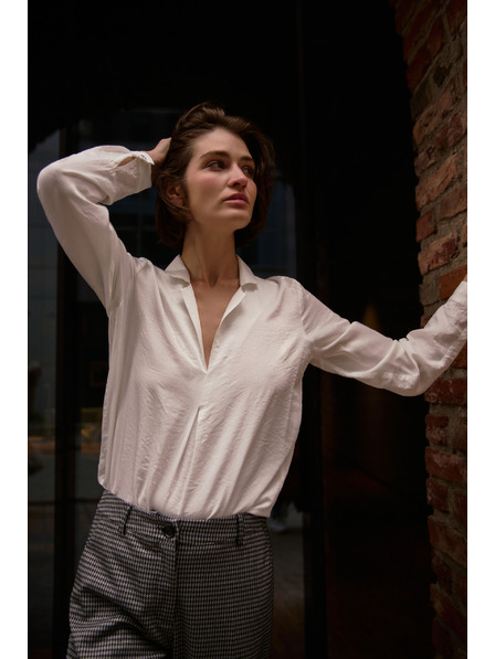 Moodo Cămașă netedă din viscoză albă Moodo