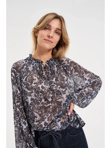 Moodo Cămașă albastră Moodo cu decolteu legat