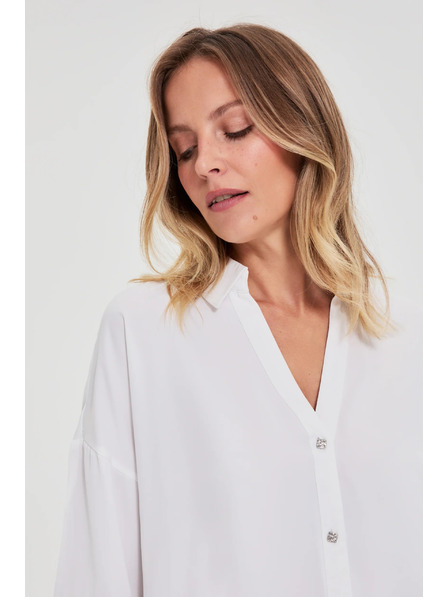 Moodo Cămașă albă cu mânecă scurtă Moodo