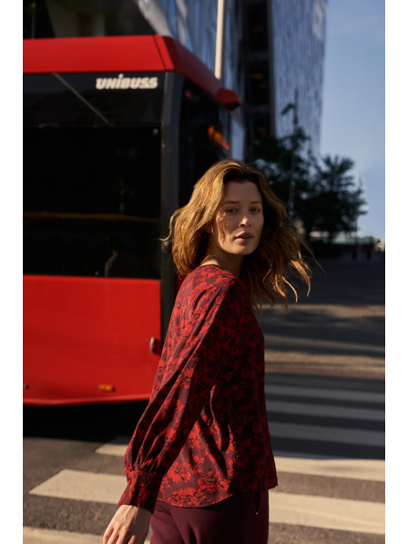 Moodo Cămașă florală bordo Moodo