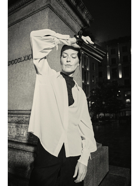 Moodo Cămașă albă cu mărgele pe mânecă Moodo