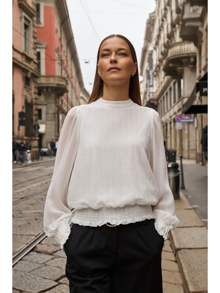 Moodo Cămașă albă cu mâneci plisate Moodo