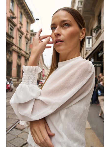 Moodo Cămașă albă cu mâneci plisate Moodo