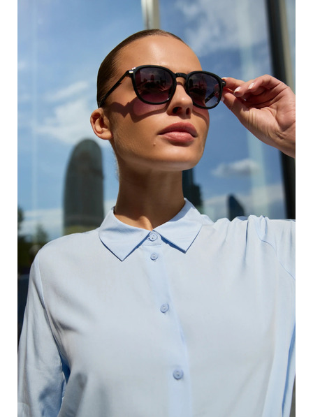 Moodo Bluză albastru deschis cu legare Moodo