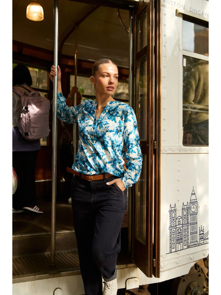 Moodo Cămașă cu model albastră Moodo