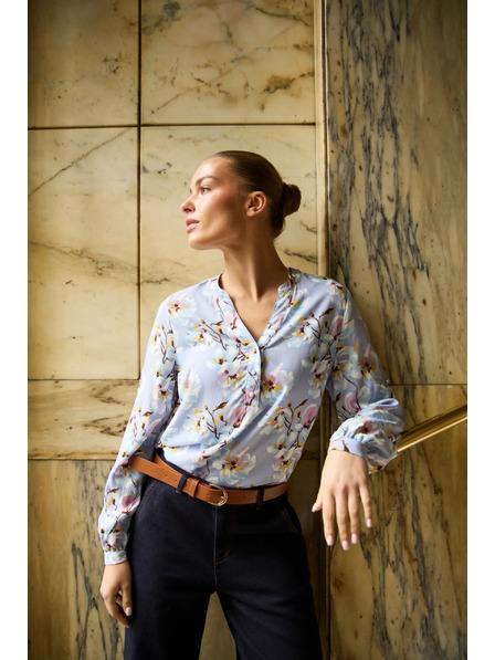 Moodo Cămașă din viscoză albastru deschis Moodo