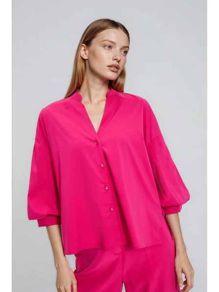 Moodo Cămașă fucsia cu mâneci bufante Moodo