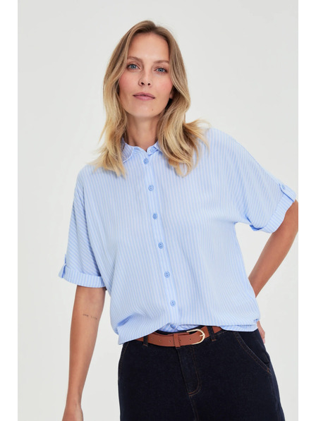 Moodo Cămașă în dungi albastru deschis Moodo
