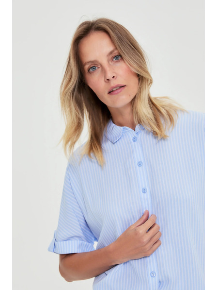 Moodo Cămașă în dungi albastru deschis Moodo